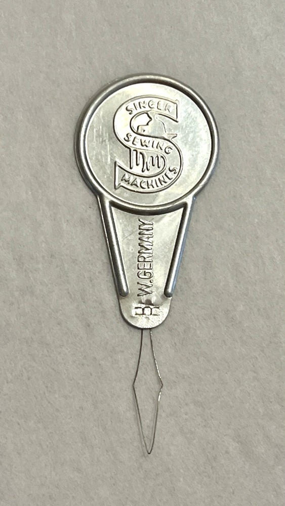 SINGER-Bow Wire Needle Threader Sewing Machine-Round Metal-“S”Logo W.Germany 2”