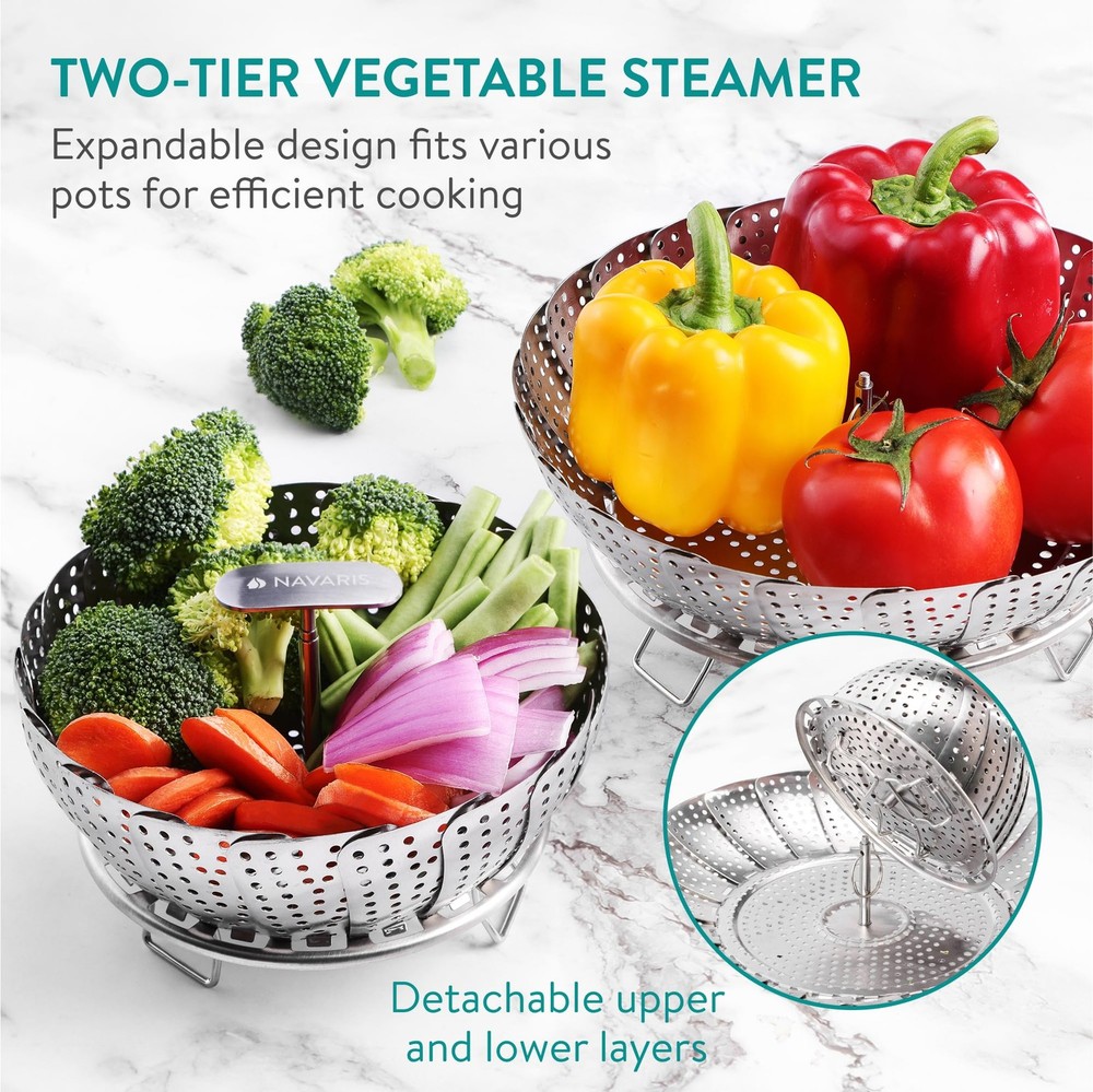 Vegetable Steamer Basket, 2 Tiered