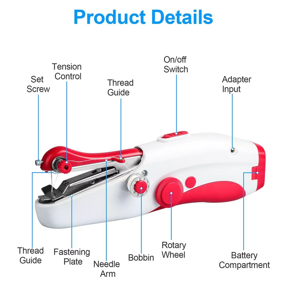 Portable Mini Compact Handheld Sewing Machine Cordless Travel Home Tool