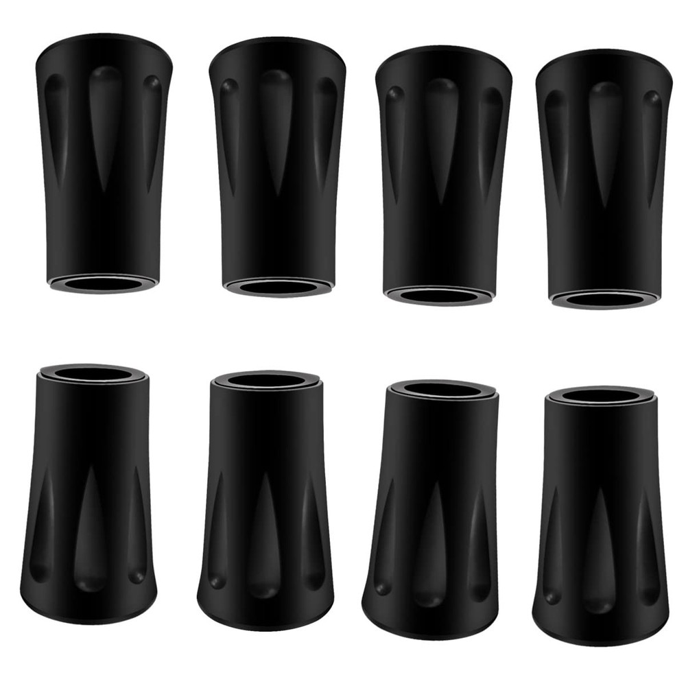 8Pcs Trekking Pole Tips Replacement Protectors, Rubber Feet for Hiking Black