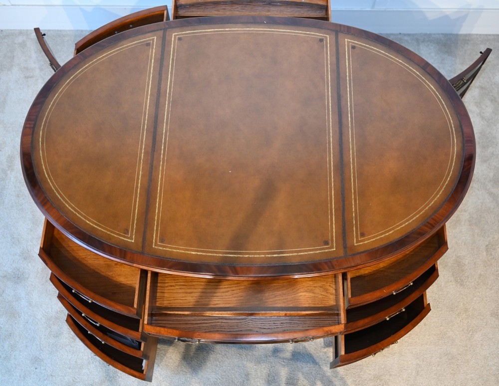 Oval Partners Desk Mahogany Victorian Writing Table