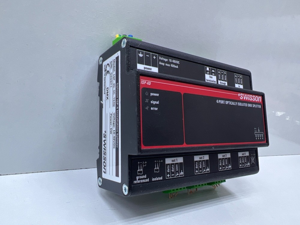 SWISSON ISP-4D-DC-TERM , 4-PORT OPTICALLY ISOLATED DMX SPLITTER