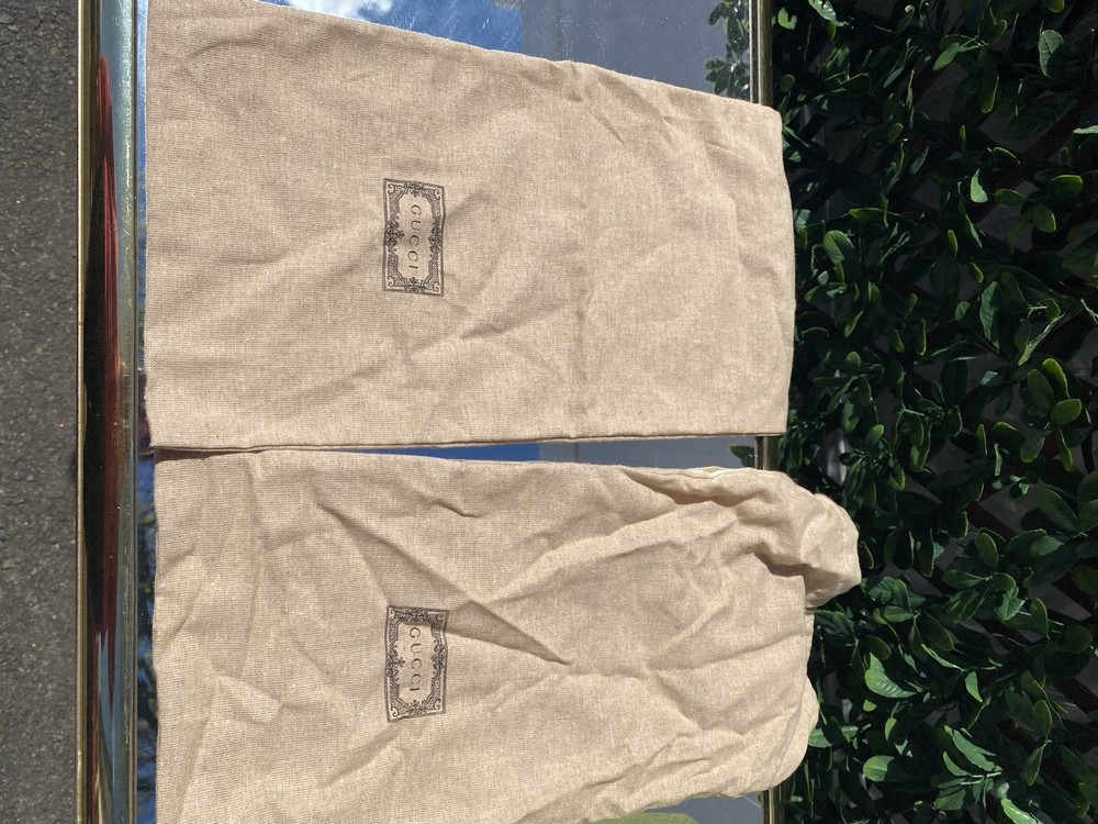 Gucci Green Patterned Shoe Box with Beige Dust Bags (Empty)