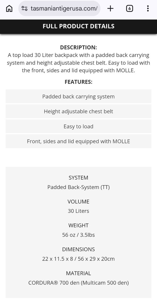 Tasmanian Tiger Base Pack Top Load 30 Multicam Assault Pack
