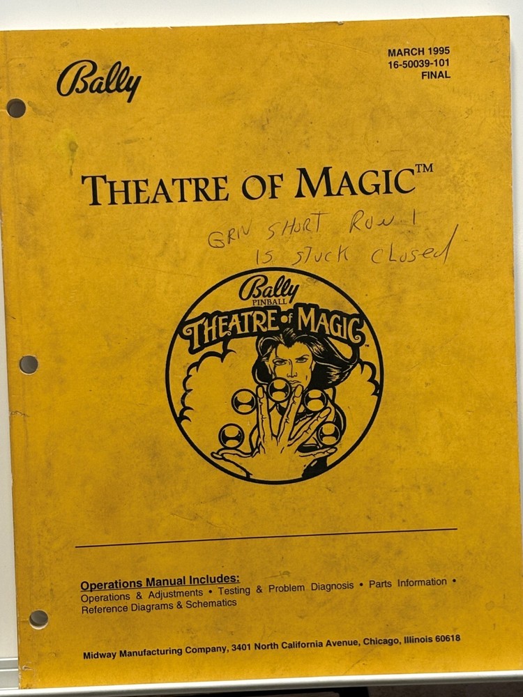 ORIGINAL-BALLY-THEATRE OF MAGIC-OWNERS MANUAL