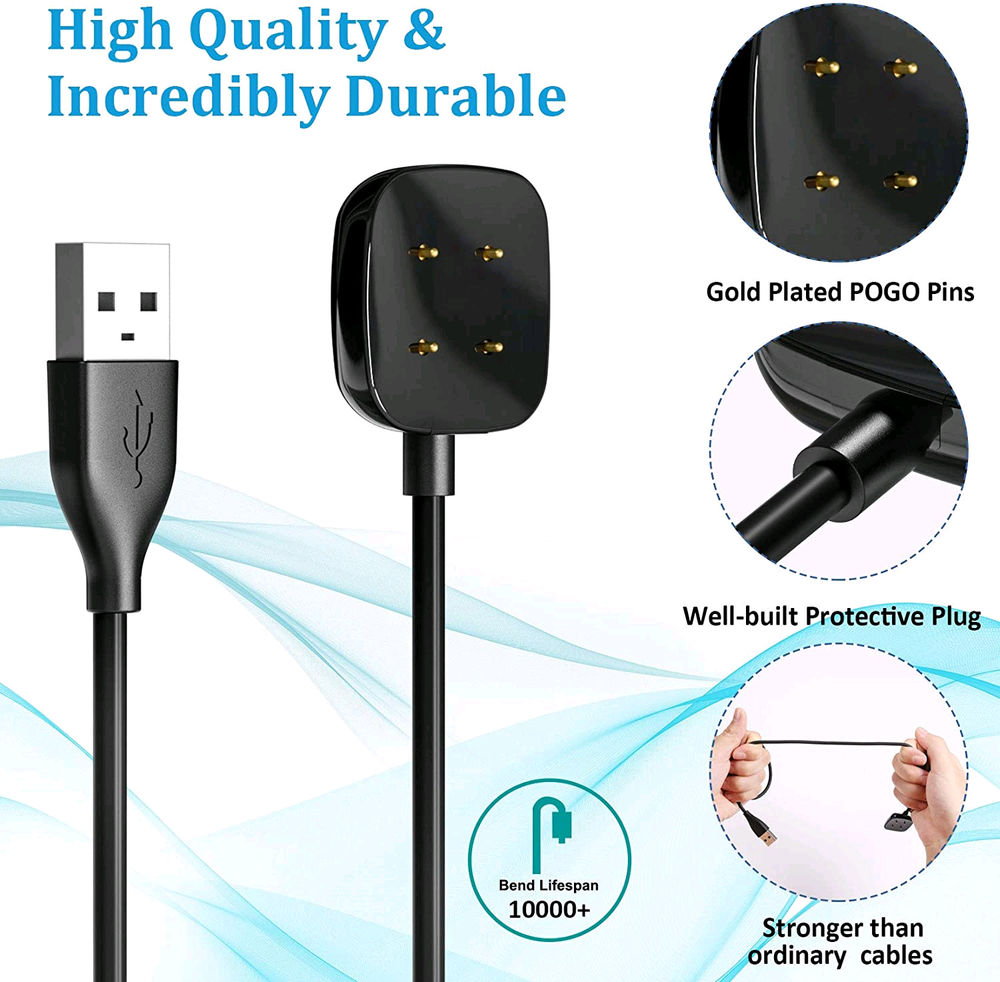 Wireless Charger Watch USB Fast Charging Dock Cable For Fitbit Sense & Versa 3
