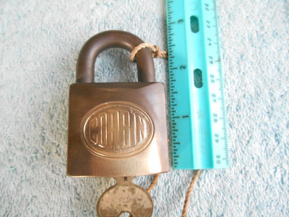 Vintage CORBIN BRASS PADLOCK WITH Original KEY
