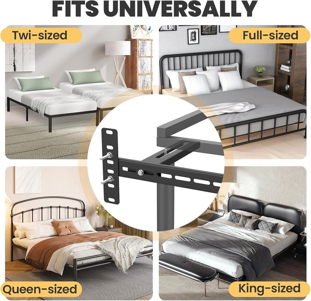 Universal Adjustable Headboard Brackets - Fits Twin to King Beds, Solid Steel=