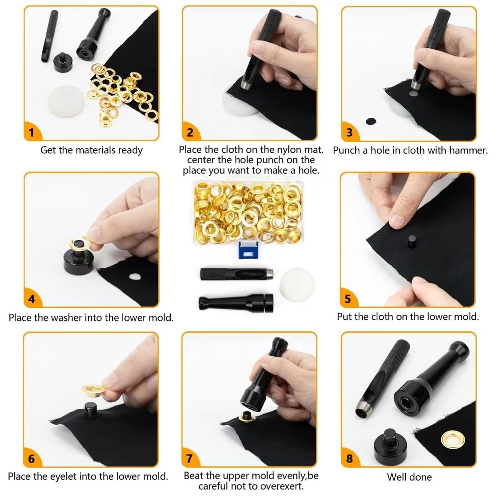 Grommet Tool Kit, 50 Sets 1/2 Inch Heavy Duty Rustproof Brass Eyelets Kit wit...