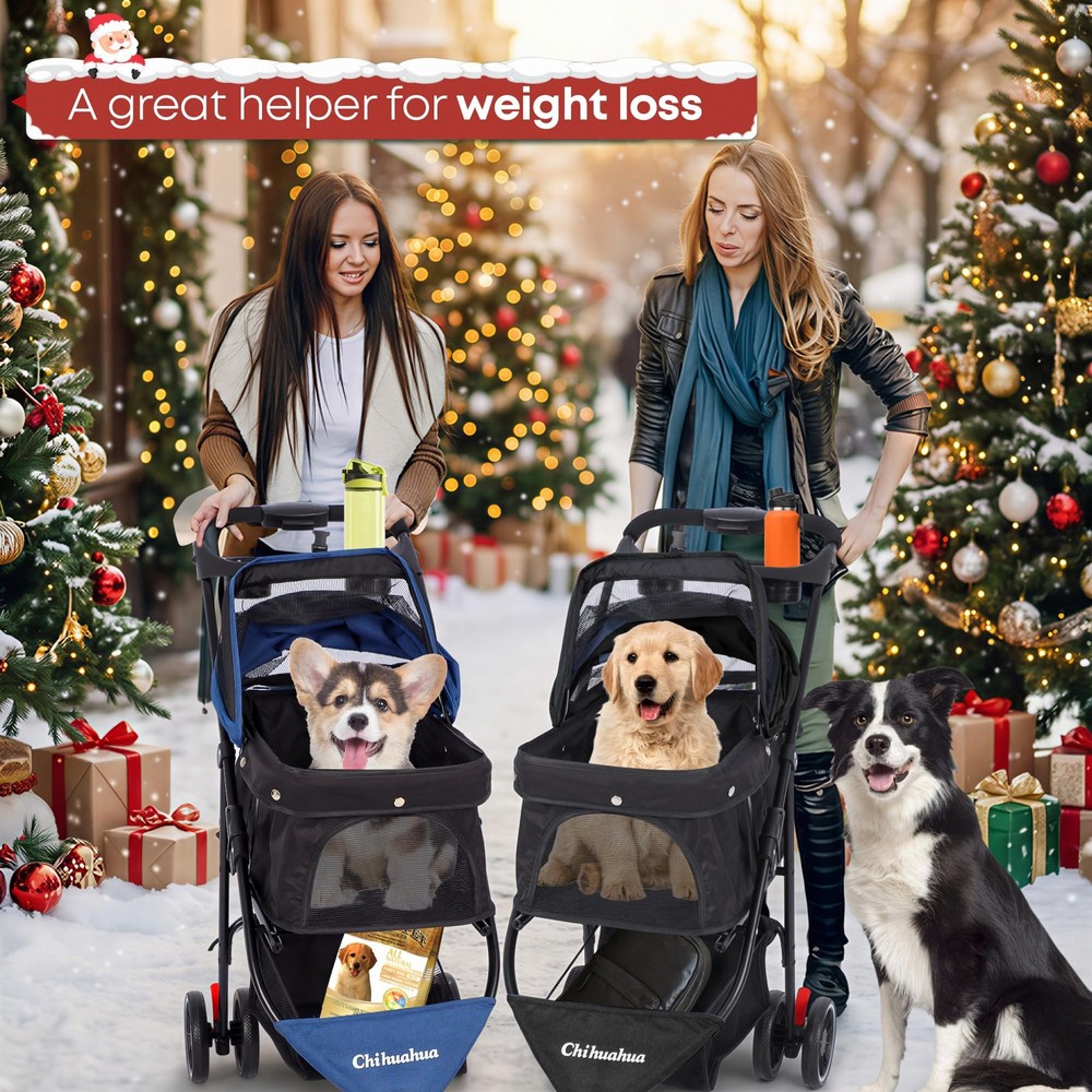 Pet Stroller,Dog Stroller for Small Medium Dogs Cats,3 Wheels,Foldable,with B...