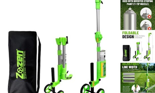 Foldable Marking Paint Wand, 2-Wheel/Line Widths Adjustable/with Bag,