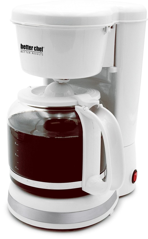 Better Chef Basic Coffee Maker | 12-Cup | Pause-N-Serve | Brushed 10, White