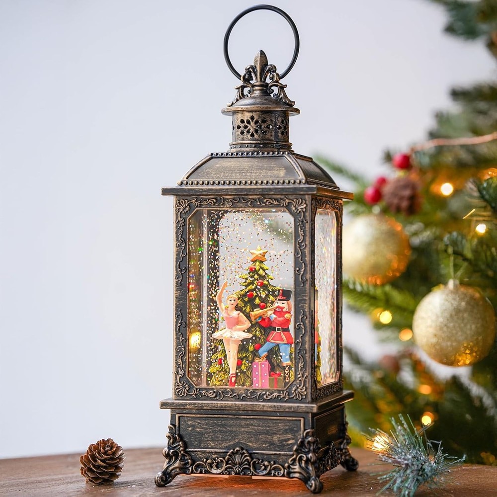 Illuminating Nutcracker Ballerina Snow Globe Lantern - USB/Battery Operated Fun!