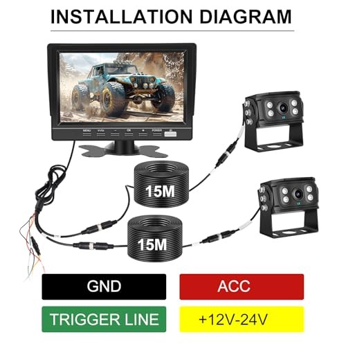 Dual RV Backup Camera 7 Inch 4K Display Screen Loop Recording Voice Control