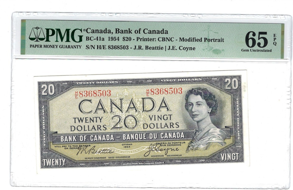 Canada 20 Dollars 1954 BC-41a Uncirculated PMG 65 EPQ