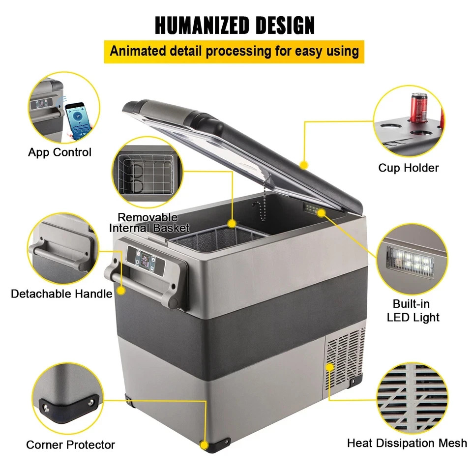 45L Car Refrigerator Mini Fridge Freezer Portable Compressor Cool