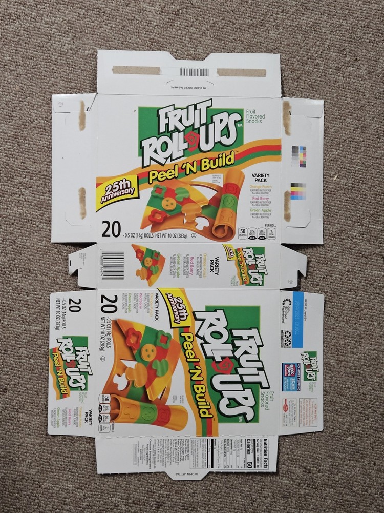 Empty 25th Anniversary Fruit Roll Ups Peel 'N Build Box 2020
