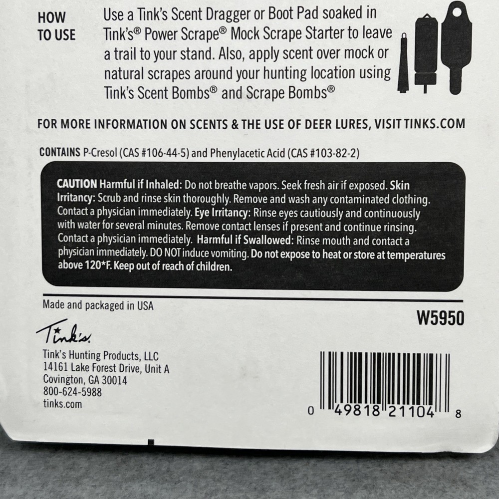 Tink's Power Scrape Starter 4 Oz Bottle Hunting Accessories Mock Scrape Starter