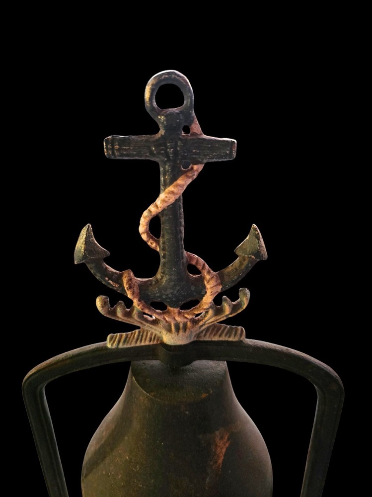 Vintage Cast Iron Bell With Anchor Topper