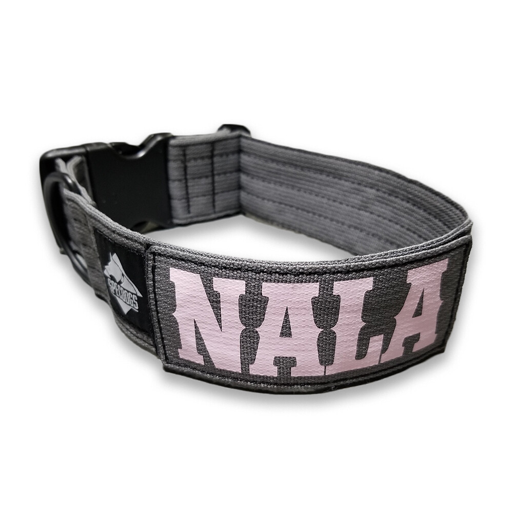 Tactical Dog Collar with  2" Gray Personalized Patch Included