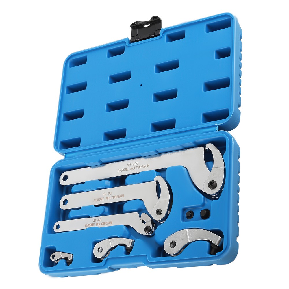 8X Adjustable Hook Pin Spanner Wrench Tool Set Locking Nut Wrench 35mm-120mm US