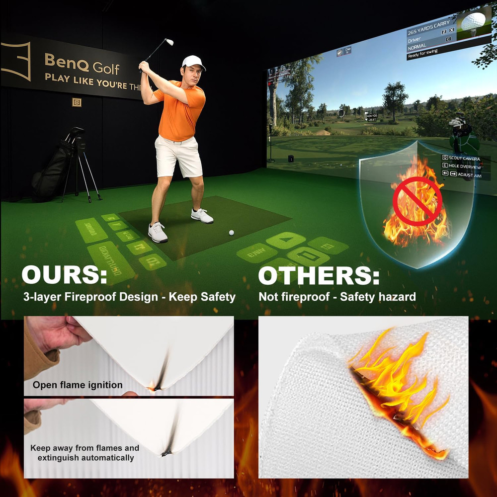 Fireproof Golf Simulator Impact Screen for Training – Professional 3D Air Mesh G