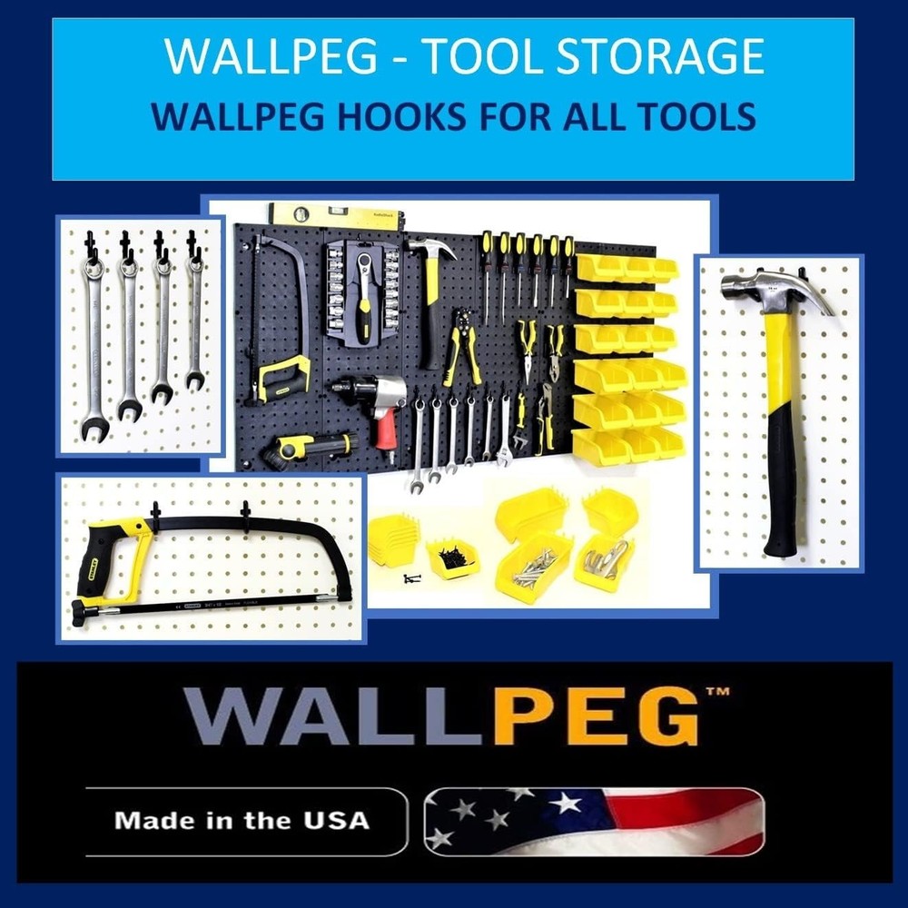 100Pcs Pegboard Accessory Peg Hook Set – Durable, Self-Locking Black 1/4" L-S...