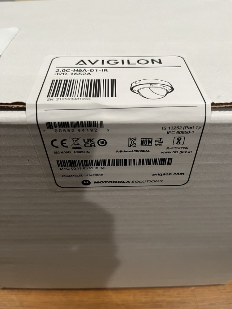 Avigilon 2.0C-H6A-D1-IR 2MP H6A Indoor Dome Camera with IR Function