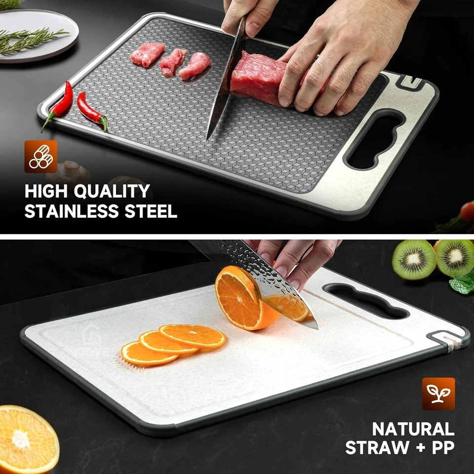 stainless Double-Sided Cutting Boards Titanium Chopping Board For Kitchen Campin