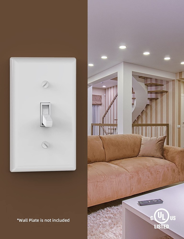 AIDA 15 Amp Single Pole Quiet Indoor Toggle Switch Switch, White