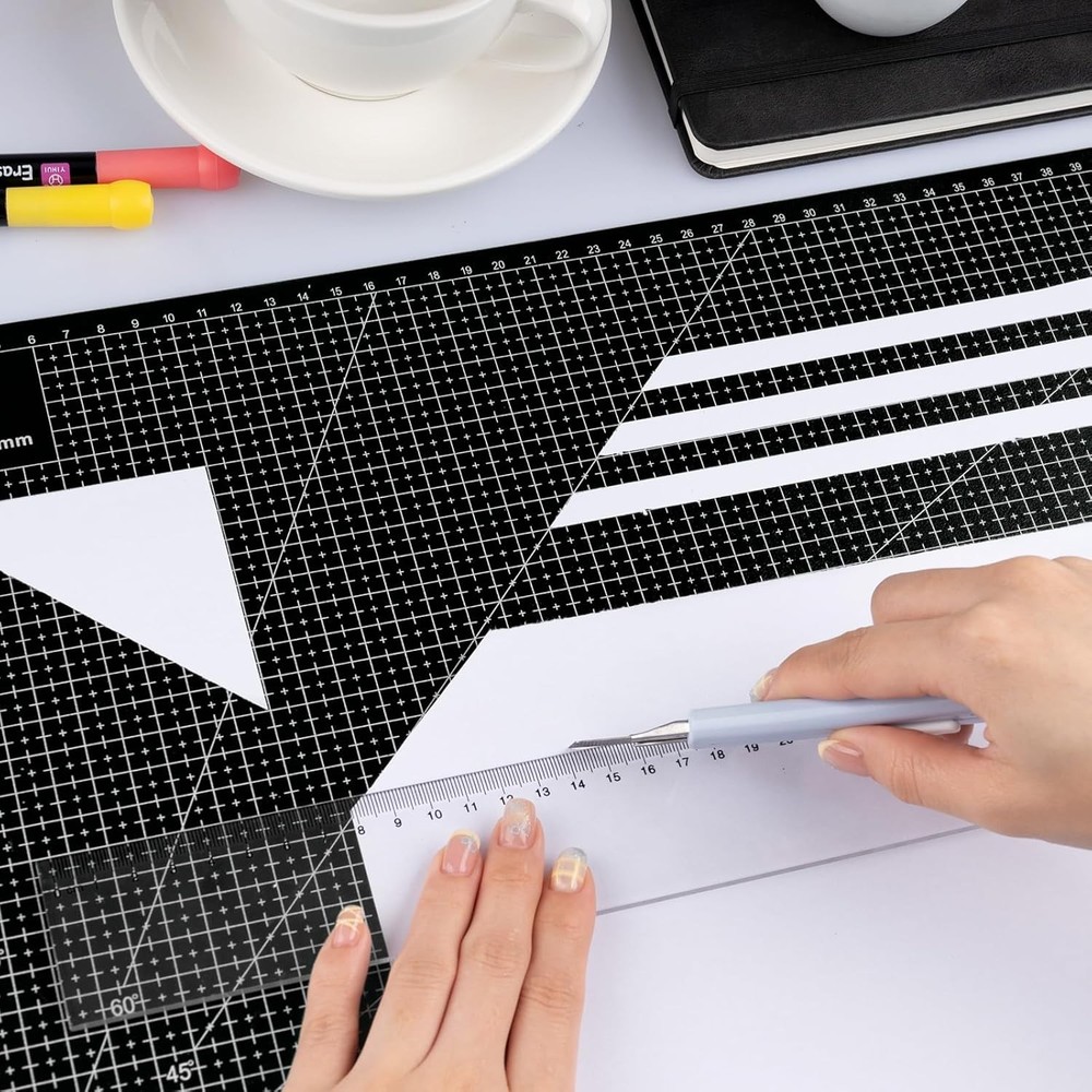 2 Pcs Large Cutting Mat Self Healing,Double Sided,Grid Line and Angles Help to C