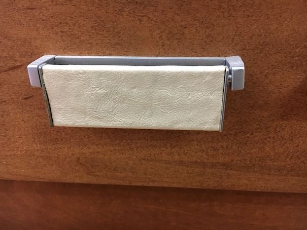 3-3/8" Italian Mid Century Pull Leather and Matte Chrome