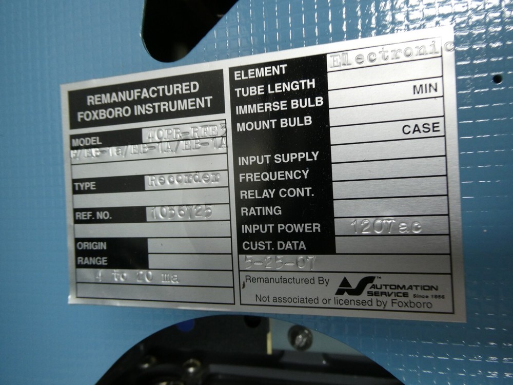 Foxboro 40PR-RFE3F/EB-1A/EB-1A/EB-1A Chart Recorder