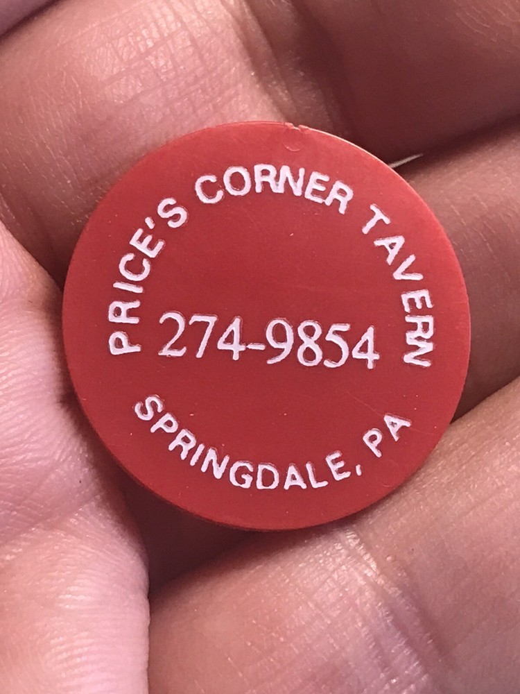 Plastic Drink Token - Price’s Corner Tavern - Springdale, Pennsylvania