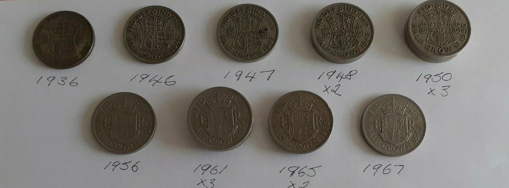 HALF CROWN COINS - VARIOUS - 1936 - 1967