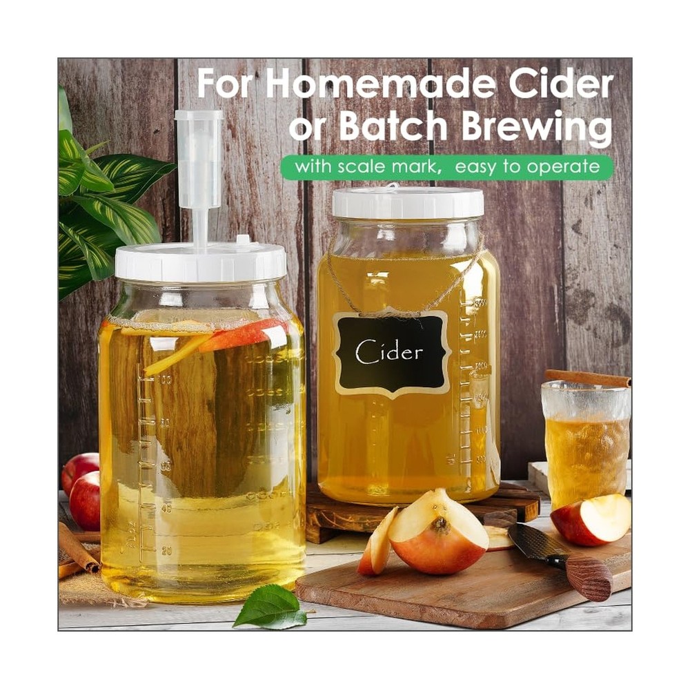 2 Pack 1 Gallon Large Fermentation Jars with 3 Airlocks and 2 SCREW Lids(100%...