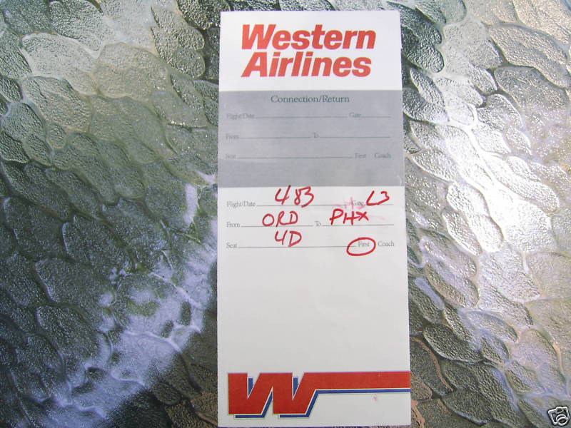 VINTAGE WESTERN AIRLINES TICKET JACKET