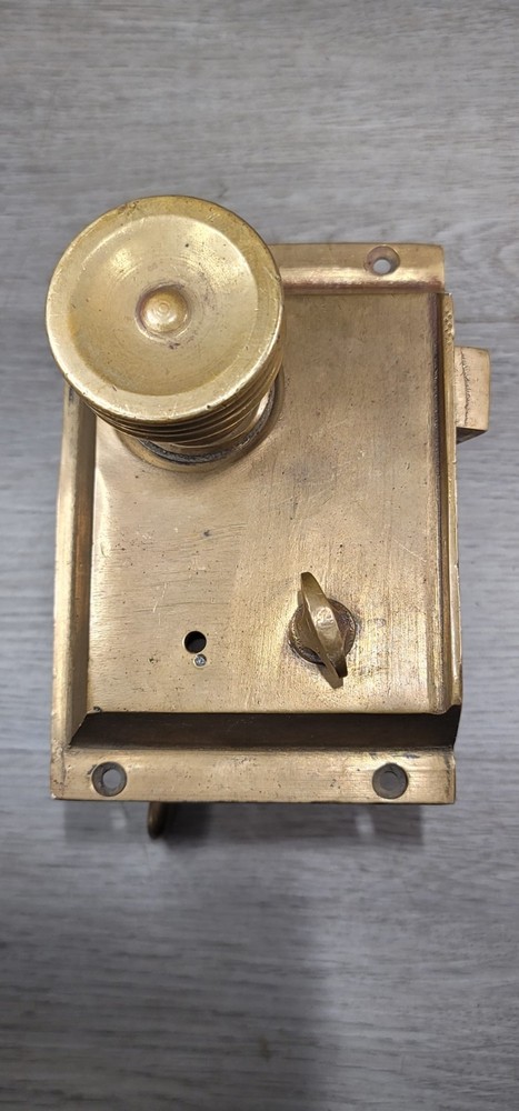 Antique Rim Lock Set Solid Brass Privacy Slide Bolt