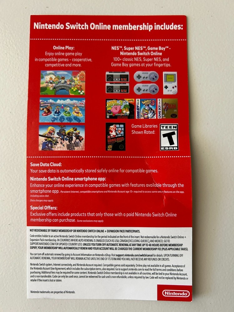 Nintendo Switch Online 12 Month Membership / digital code / email delivery