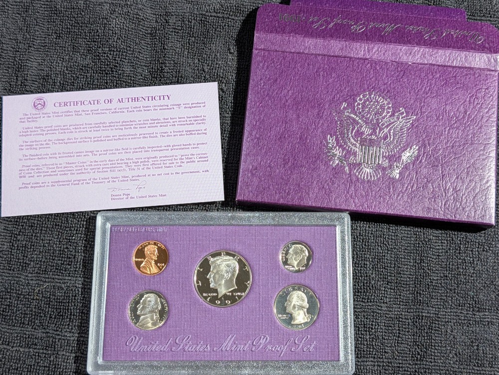 1991 US Proof set OGP COA
