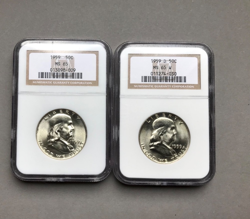 1959, 1959D Franklins NGC MS65