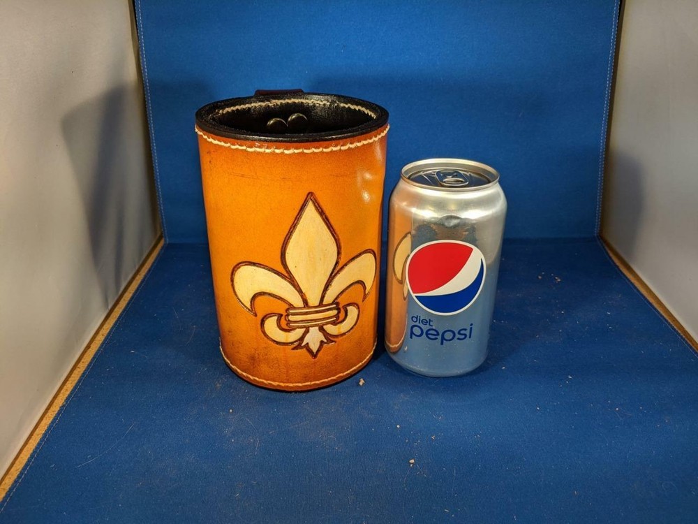 Fleur de Lis Leather Mug by Elandah Leather
