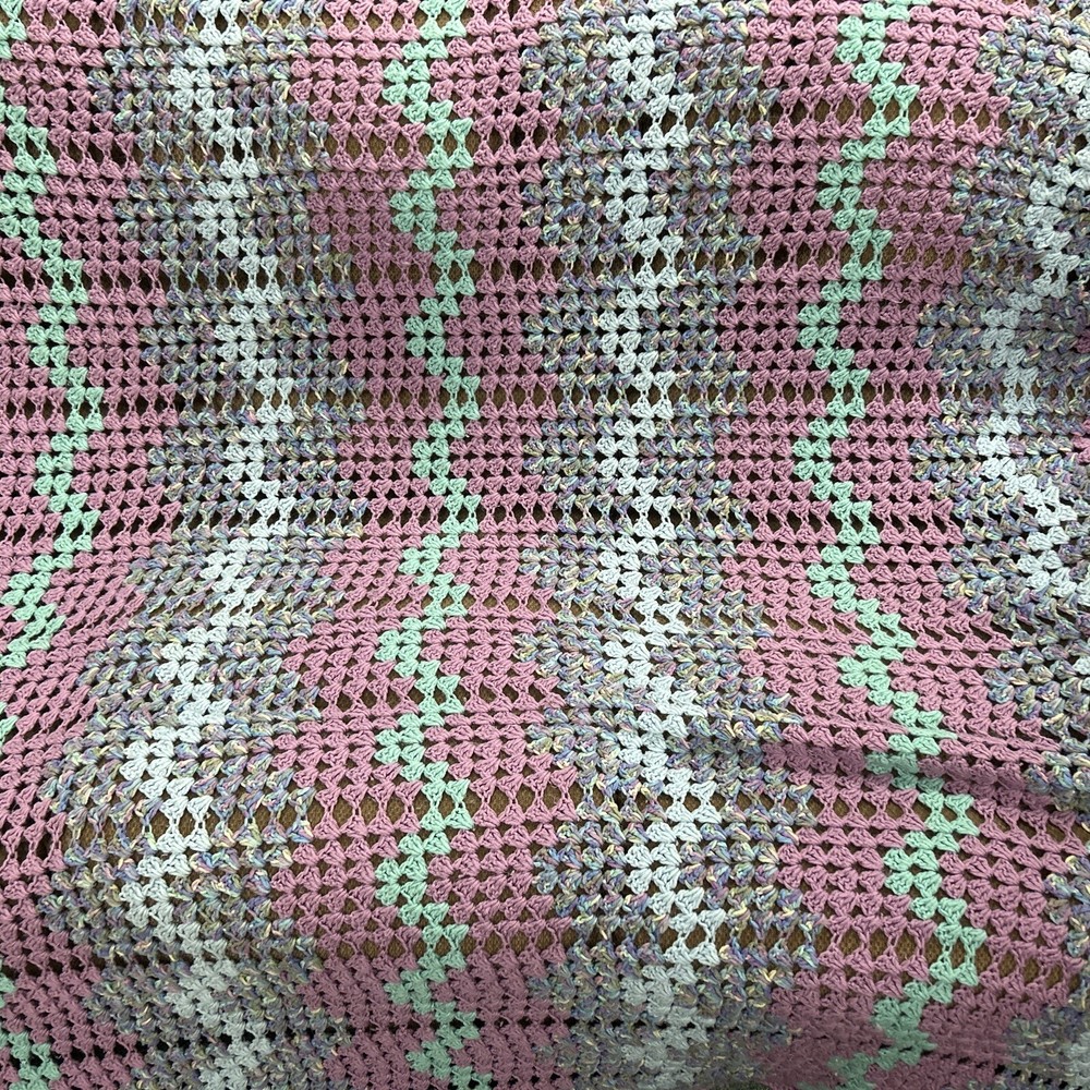 Grannycore Large Crochet Afghan Multi Colored Blanket/Bedspread/Throw 72”X 81”