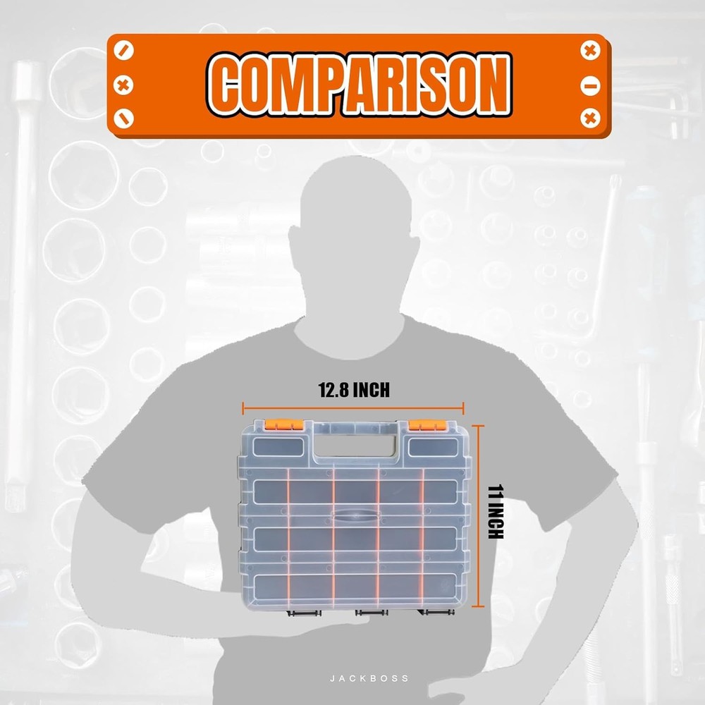 Double Side 34-Compartments Organizer Box with Removable Dividers 4 Pack
