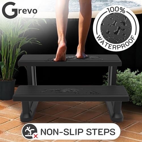 Hot Tub Steps Spa Steps for Round or Straight Sided Spa () Black