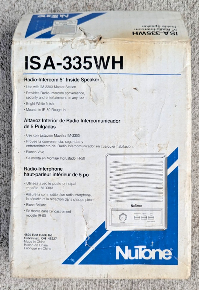 NuTone ISA-335WH Radio-Intercom 5" Inside Speaker