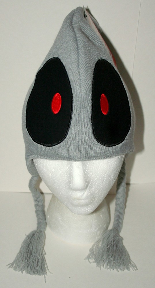 Marvel Comics Deadpool Bright Gray Laplander Winter Knit Cap Hat New OSFM