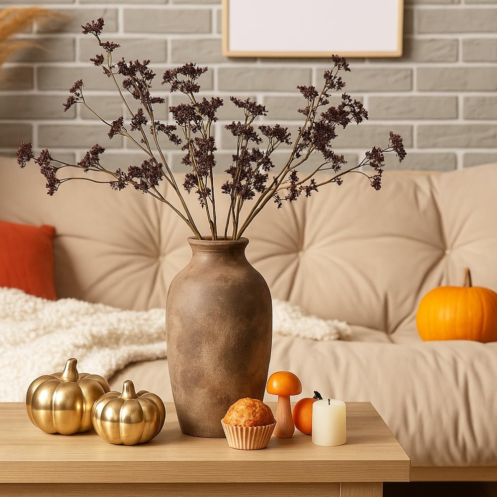 6 Pcs Dusty Plum Berry Stems Spring Faux Eucalyptus Seed Artificial Branches ...
