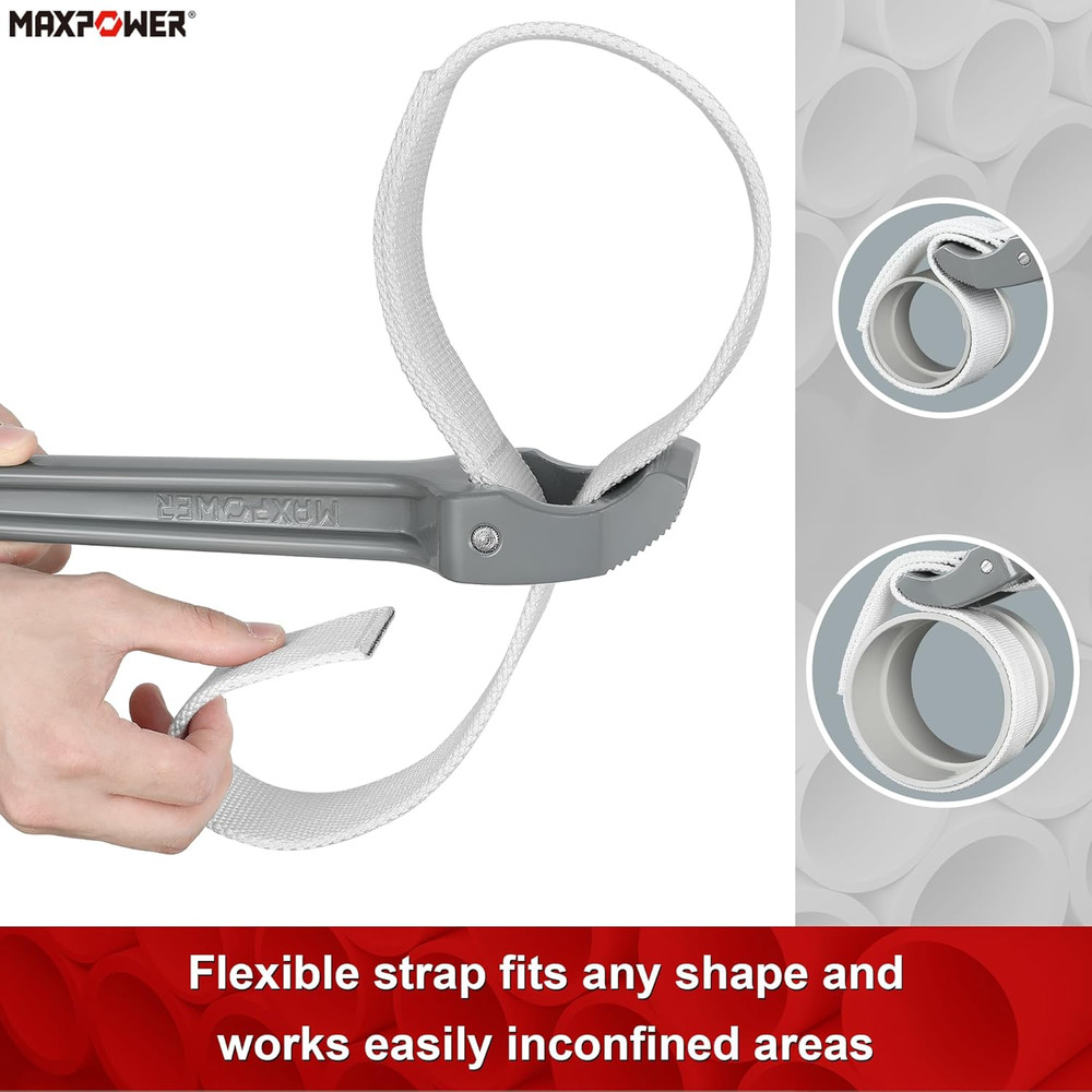 Strap Wrench, 18-Inch Handle Adjustable Strap Wrench, Nylon Strap Pipe Wrench...