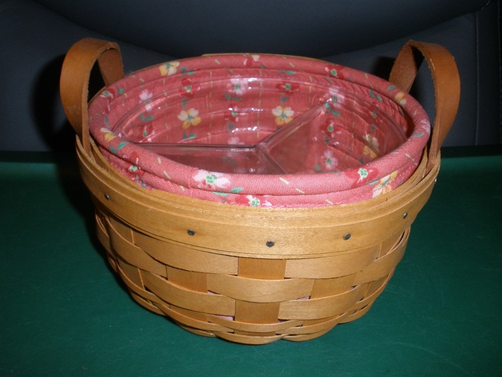 2002 Longaberger Basket Combo Liner, Divided Protector Small Button EUC (LB11)